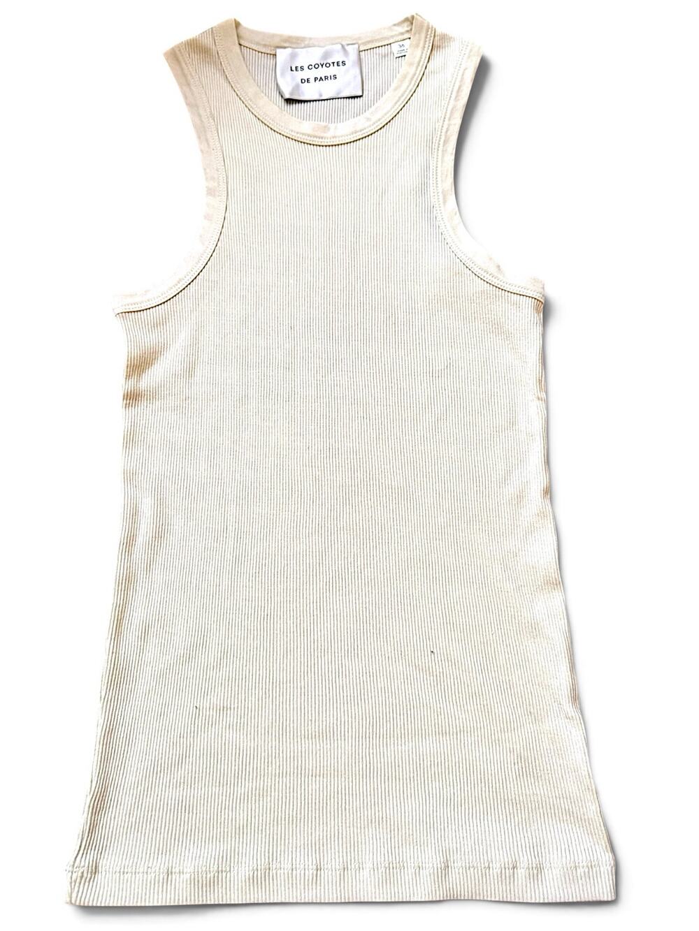 Les Coyotes de Paris Ribbed Racerback Tank Top Ivory Cream Size 36 XS Róhe